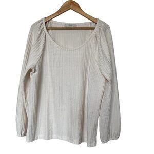 LOFT Cream‎ Peasant Poet Boho Long Sleeve Sheer Blouse Top Size XL